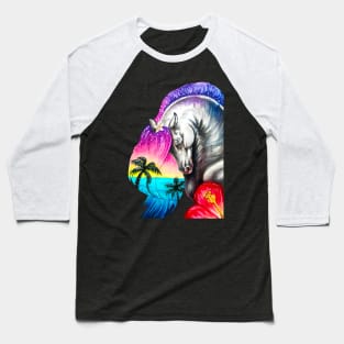 Watercolor Hawaiian Horse Baseball T-Shirt